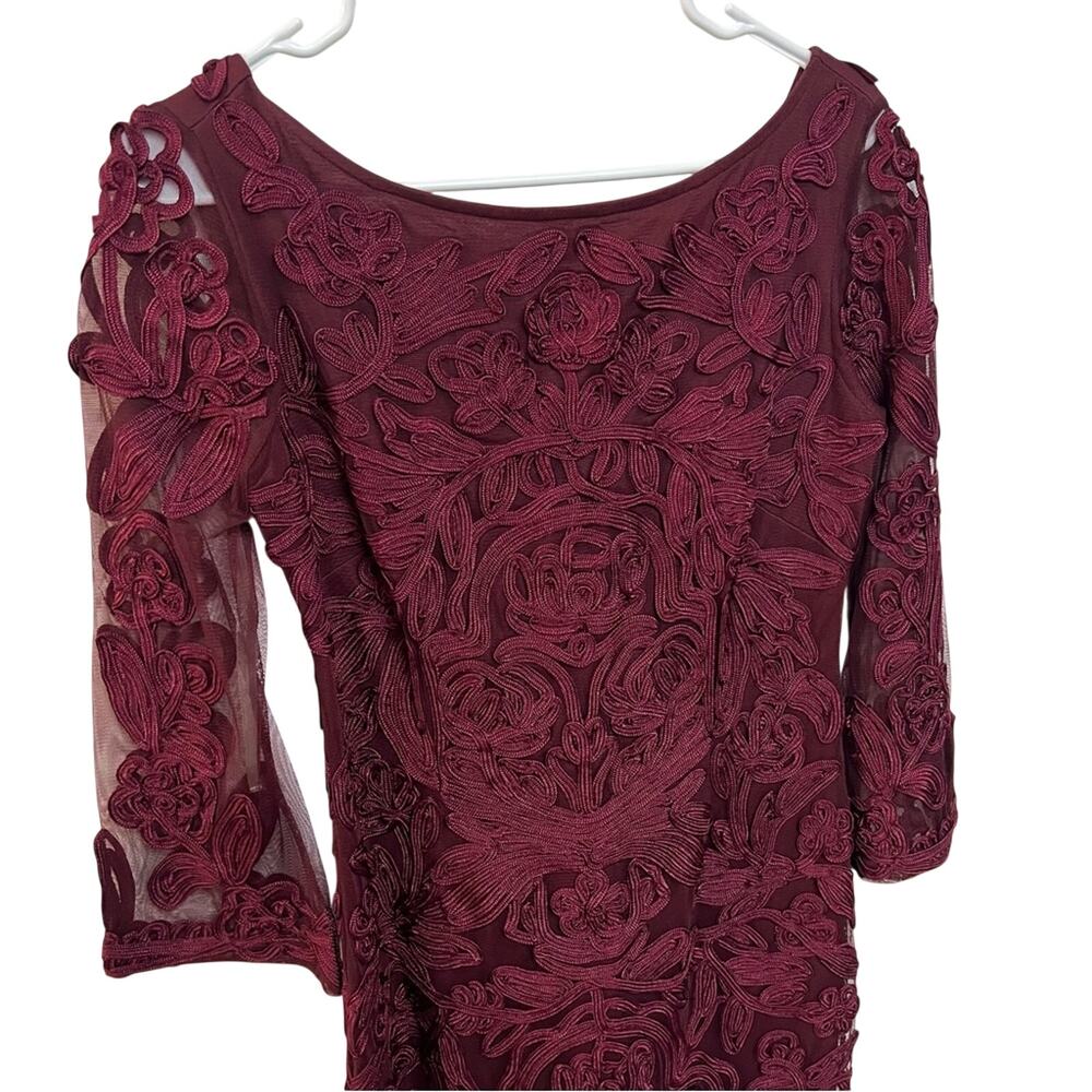 JS Collections Burgundy Lace Dress Knee Length Formal Cocktail Size 2 $248 - Picture 3 of 7